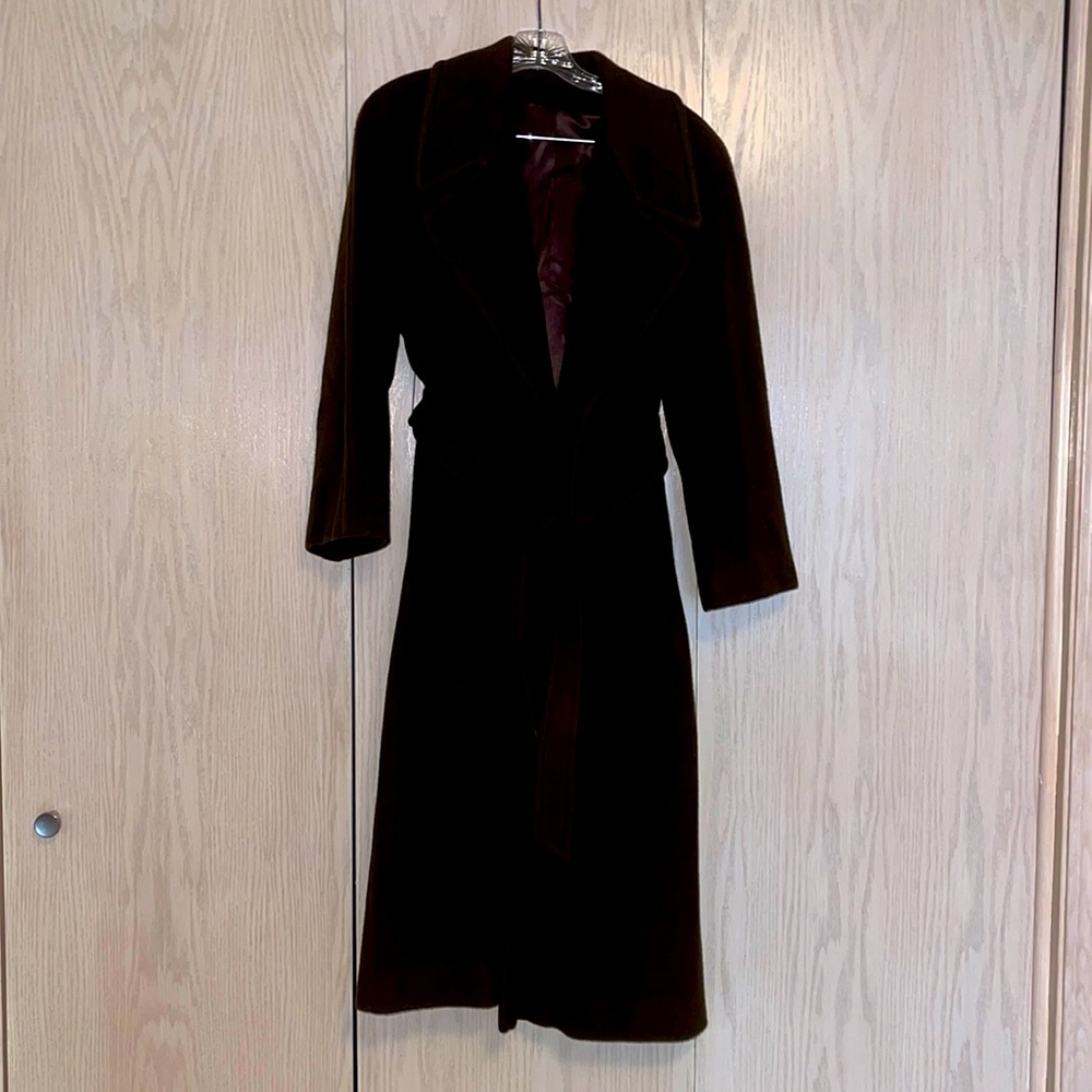 Chocolate 100% Cashmere Trench Style Coat